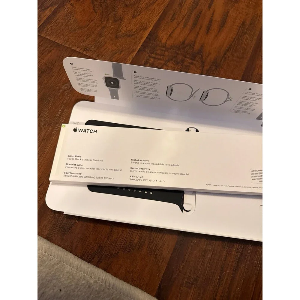 Genuine Apple Watch Sport Band Black M/L & S/M OEM w/ Original Box 44 mm